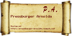 Pressburger Arnolda névjegykártya